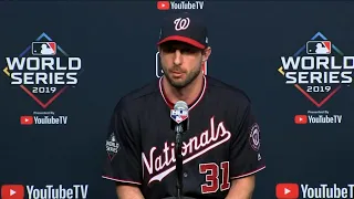 Washington Nationals pitcher Max Scherzer speaks at World Series Media Day