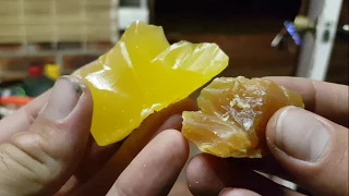 Homemade bowstring wax - pine rosin and beeswax.