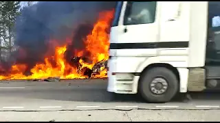 Пожар на месте ДТП в Приамурье