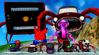 ALL MONSTERS.EXE Big & Small Cars vs Downhill Madness with CAR EATER & MEGAHORN | BeamNG.Drive