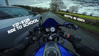 YZF-R125 | COLD MORNING SCHOOL RIDE | 4K | FULL AKRAPOVIC