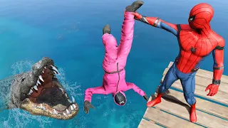 GTA 5 Spiderman vs Squid Game Guard Water Ragdolls & Fails (Funny Moments)