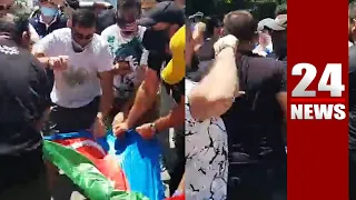 Հայերը խլեցին ադրբեջանցիների ձեռքից իրենց դրոշն ու այրեցին. կադրեր Լոս Անջելեսից