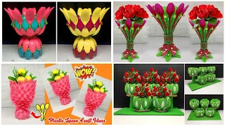 Ide Kreatif Kerajinan Tangan Vas Bunga Dari Sendok Plastik | Flower Vase from Plastic Spoons Craft