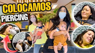 COLOCAMOS PIERCING NO SHOPPING COM OS NOSSOS FILHOS! *olha como ficou* 😱