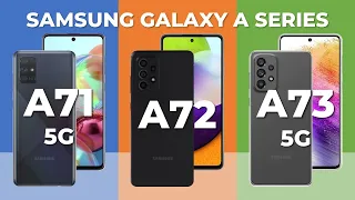 Samsung Galaxy A71 vs Samsung A72 vs A73 5G | Smartphone Specs Comparison | Samsung Mid Range | 2022