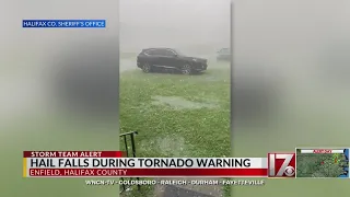 Hail falls in Halifax County as tornado warning issued Monday