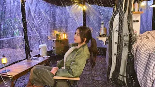 Solo camping in heavy rain & snow 🌧 | Cozy Car Tent | spicy webfoot octopus