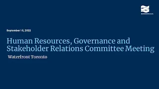 Human Resources, Governance and Stakeholder Relations Committee Meeting - September 15, 2022