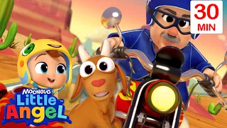 Zoom! On the Motorbike with Grandpa | Little Angel | Melody Time: Moonbug Kids Songs