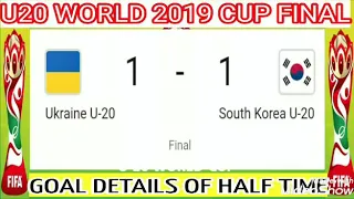South Korea u20 vs Ukraine u20 final match FIFA u20 world cup 2019 till half time ; k. Lee goal