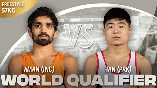 Chongsong HAN (PRK) vs. Aman AMAN (IND) | 2024 World OG Qualifier | OG Qualification | FS 57Kg