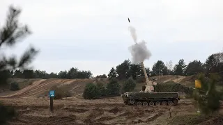 Soldiers Live-Fire Paladin Howitzers In Poland