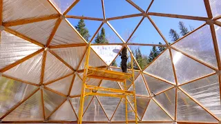 Building a Geodesic Greenhouse, Completing the Growing Dome