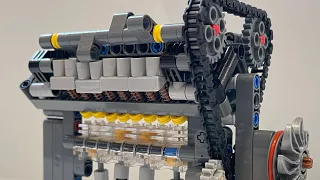 Probably the Worlds Smallest None Pneumatic 4 Cylinder 16v DOHC Lego Technic Engine Ever Made
