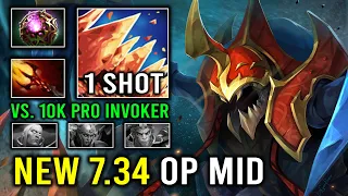 How to Solo Mid Nyx Against Pro Invoker in 7.34 with 1 Shot Invisible Ganking Dagon Dota 2