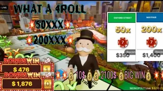 Monopoly live, 4 ROLLS, 💰10$ to 2100$💰💰, Big win, BIG BET, (283 X 7), MY BIGGEST WIN, Mega wheel