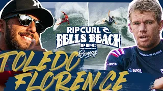 Filipe Toledo vs John John Florence at the 2022 Rip Curl Pro Bells Beach