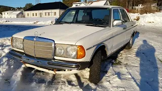 1981 Mercedes-Benz W123 200 winter cold start Norway 2019