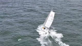 Mini 6.5 m sailing in 25 knots