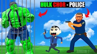 GTA 5 CHOR POLICE : FRANKLIN & SHINCHAN POLICE vs HULK CHOR in GTA 5 | HIDE and SEEK Gta 5 mods