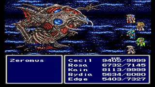 FFIV Final Boss Battle Zeromus Vs Level 99 Party - SNES (HD) 60fps