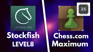 Lichess - Stockfish lvl 8 VS Chess.com Maximum bot lvl25 / Brilliant Queen Endgame