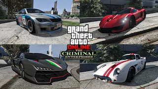 TODOS OS CARROS ATUALIZADOS NA NOVA DLC DO GTA 5 ONLINE | THE CRIMINAL ENTERPRISES