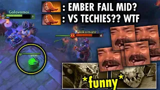Techies vs Ember??? How Da-hell He Won Mid?? WTF Funny Game 100% Unstoppable | Techies Official