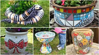 🌷 Flowerpots, flowerbeds made of mosaics and stone | Inspiring Garden Ideas