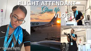 FLIGHT ATTENDANT LIFE ✈️ || Being productive + delayed flights & more