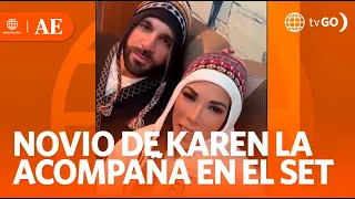 The boyfriend of Karen Dejo accompanies her on the set | América Espectáculos (TODAY)