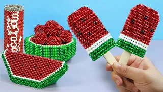 Magnet Challenge WATERMELON Ice Cream With ASMR Magnetic Balls