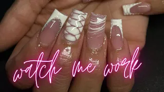 Croc-print birthday nails💕| Acrylic full set | Watch me work