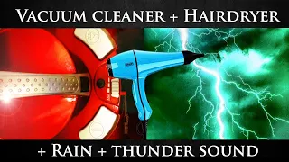 ★ Vacuum Cleaner + Hairdryer + Rain + Thunder sound (dark screen) ★ Sleep aid ★ Relaxing sounds ★
