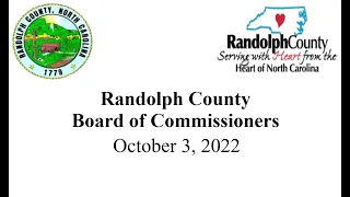 Randolph County, Board of Commissioners October 3, 2022