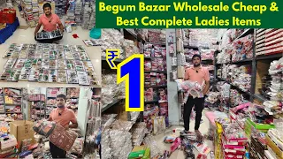 Begum Bazar Hyderabad Cheap & Best Complete Ladies Items / ₹ 1 Hair Clips jewellery Set Handbags