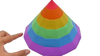 Satisfying Video l How To Make Rainbow 12 Sided Cone with Kinetic Sand Cutting ASMR | Zic Zic