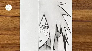 How to draw Madara Uchiha step by step | Anime drawing tutorial for beginners pencil | Anime drawing