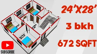 24x28 House Plan || 24 x 28 Ghar ka Naksha || 24x28 House design || 670 sqft