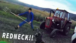 Angry Man Attack Dirt Biker With Tractor! Stupid people 2022