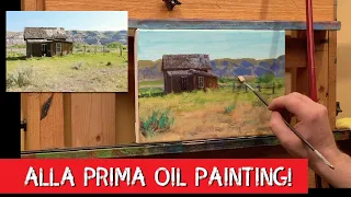 The Mining Shack - an alla prima oil painting demonstration of a Mining shack in the landscape.
