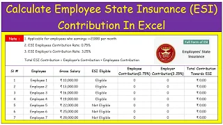 How to Calculate ESI | ESI Calculation In Excel #ESI Calculation - Employee State Insurance Scheme