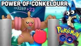 The power of Conkeldurr in Pokemon GO | Invest in Lucario or Conkeldurr?