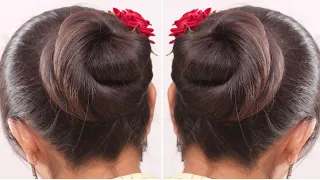 Very Cute Easy Party Bun Hairstyle For Saree | Small clutcher juda hairstyle girl simple and easy