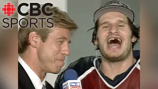 Patrick Roy, Mike Ricci & other Avalanche players talk to Hockey Night after 1996 Stanley Cup win