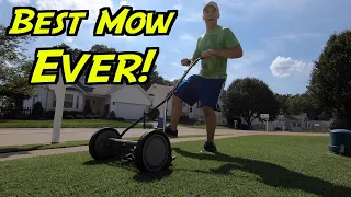 BEST MOW EVER! First Reel Low Mow | Manual Reel Mower | Mowing Bermuda From 1.5"-1.0"