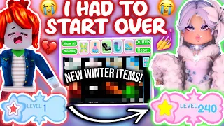 I HAD TO START OVER IN ROYALE HIGH! 😭 I GOT NEW WINTER ITEMS! ROBLOX Royale High Speedrun Challenge