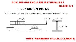 CLASE 3.1 FLEXION EN VIGAS, ADSCRIPCION RESISTENCIA DE MATERIALES UMSS