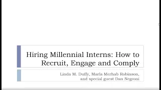 Webinar: Hiring Millennial Interns | How to Recruit, Engage and Comply